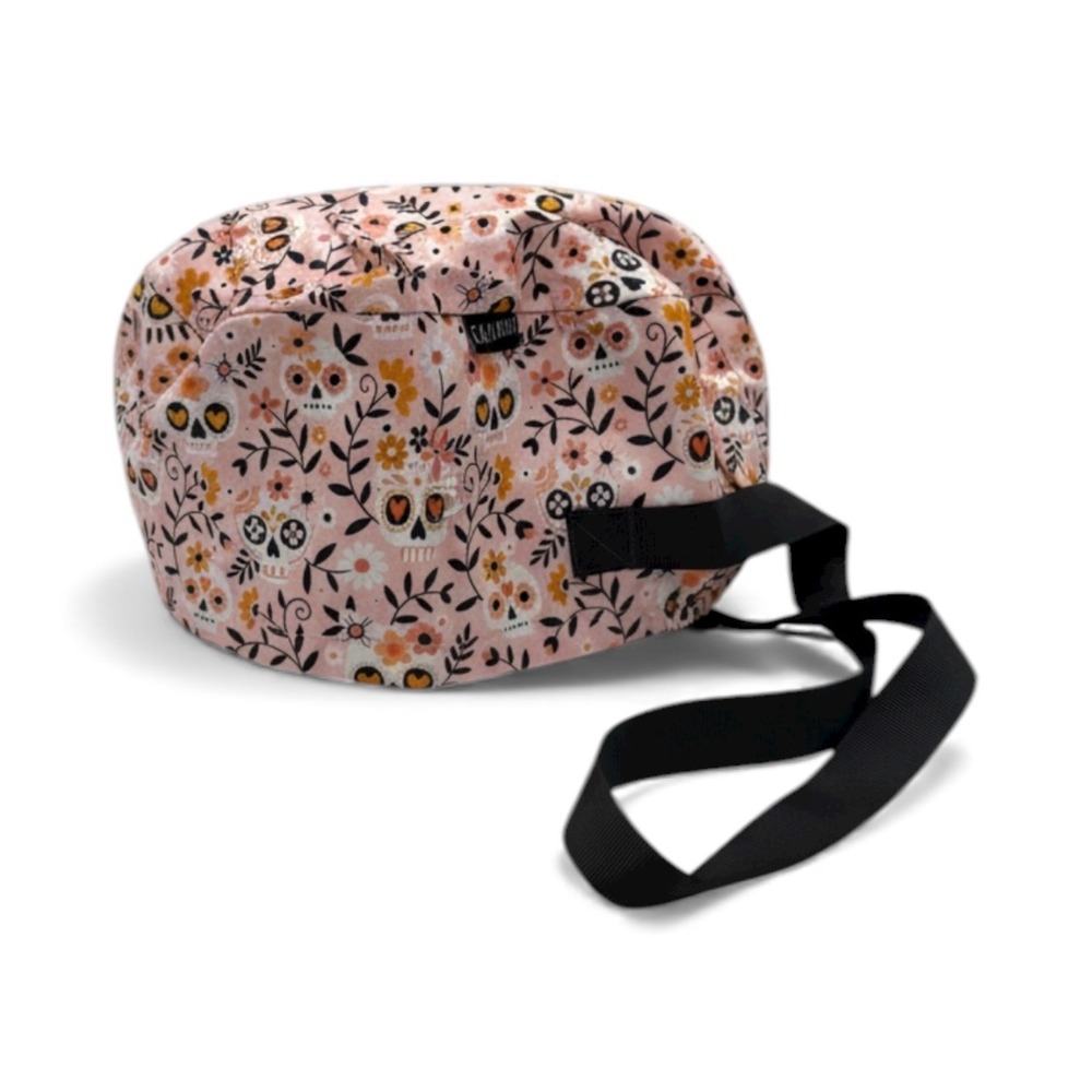 Calomed Scrub Adjustable Tie Back Hat Sugar Skull on Blush